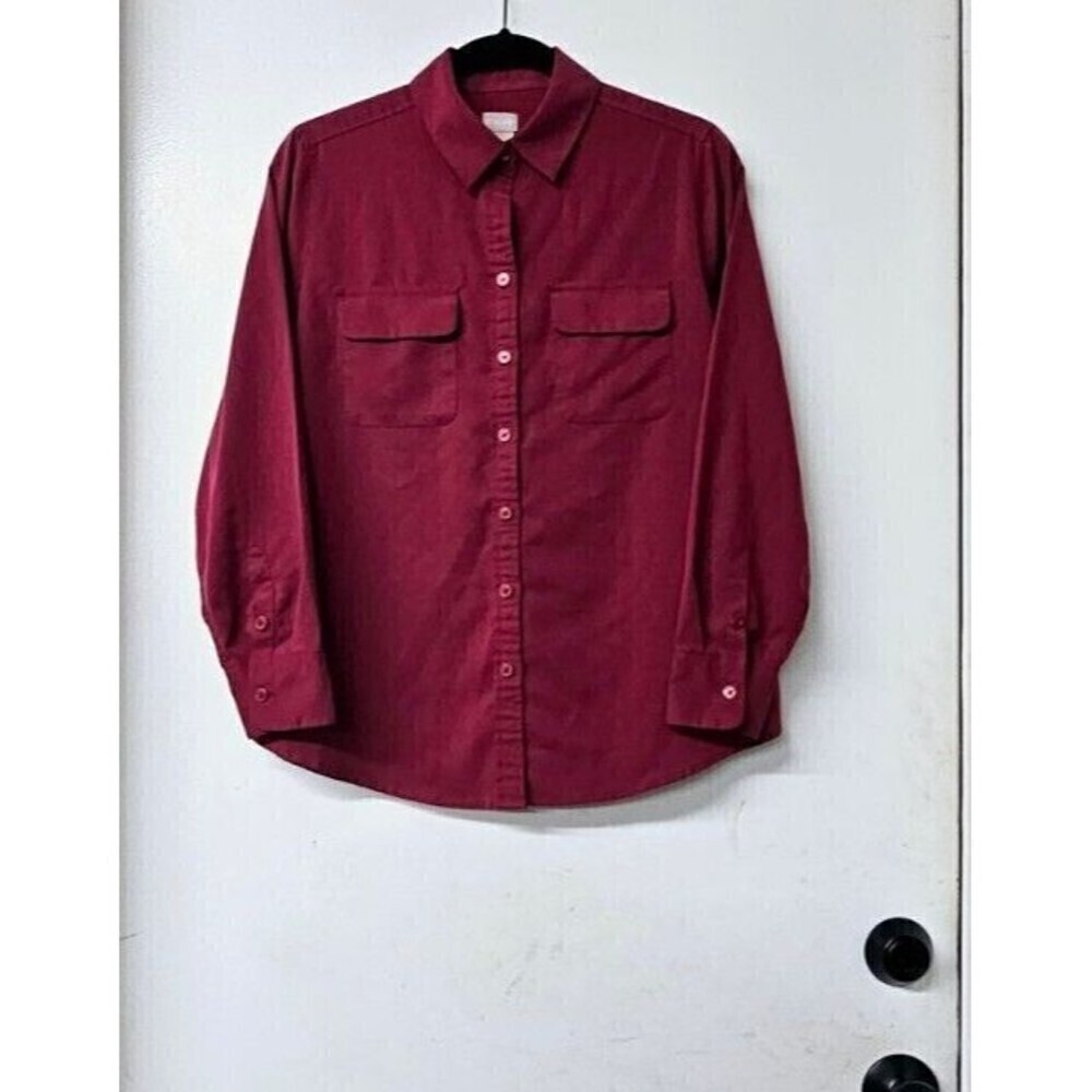 CHICO'S Wine Red Super Soft Long Sleeve Button-Up Women Shirt ( 1p)